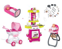 Wózki dla lalek w zestawie - Zestaw wózek gondola dla lalki Masza i niedźwiedź Smoby (rączka 55 cm), kuchnia Masza, krzesełko do karmienia i kołyska dla lalki, od 18 m-ca_16