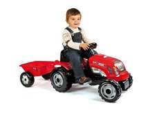 Vehicule cu pedală pentru copii - Tractor cu pedale Rx Bull Turbo Injection Smoby cu remorcă roşu_0