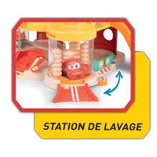 Garages - Garage à deux étages avec voiture Vroom Planet Cars Smoby Avec une pompe à essence et une station de lavage auto à partir de 18 mois_0