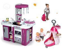 Kuchyňky pro děti sety - Set kuchyňka Tefal Studio XL se zvukem Smoby přebalovací vozík, panenka Baby Nurse Zlatá edice_22