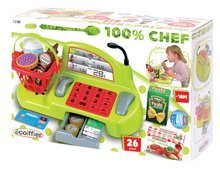 Obchody pre deti - Pokladňa 100% Chef Écoiffier mechanická s košíkom a 26 doplnkami od 18 mes_5