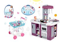 Bucătărie pentru copii seturi - Set bucătărie Tefal Studio XL Smoby cu chiuvetă pentru vase şi frigider şi set de ceai Frozen pe cărucior de servit_16