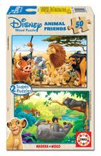 Lesene Disney puzzle - Lesene puzzle Levji kralj in Knjiga o džungli Educa 2x50 delov od 5 leta_0