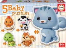 Puzzle pour enfants - Puzzle bébé Animaux avec un chat Educa 5 images à partir de 24 mois_0