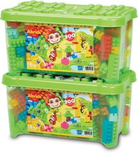 Gioco di costruzioni per bambini  Abrick - Gioco di costruzione con scimmiette Abrick Jungle Barrel Écoiffier con animali selvatici e 200 cubi in box dai 18 mesi_0