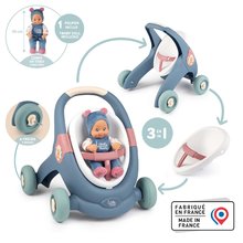 Otroški sprehajalčki - Didaktični sprehajalček in voziček Baby Walker 3v1 + Baby Doll Little Smoby s 30 cm dojenčkom in zavoro od 12 mes_1