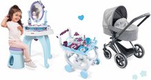 Set kočárek a kosmetický stolek Cybex Landau 3v1 Priam Corolle s taburetkou a servírovací vozík Frozen