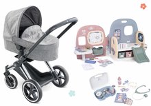 Zestaw wózek z domkiem dla lalki Cybex Landau 3w1 Priam Corolle i kuferek z przyborami pielęgnacyjnymiBaby Care