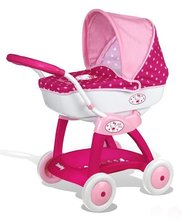 Vozički za punčke in dojenčke kompleti - Komplet voziček Hello Kitty Smoby za dojenčka globok (55 cm ročaj) in dojenček Baby Nurse z oblekicami od 18 mes_0