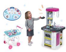 Kuchyňky pro děti sety - Set kuchyňka Tefal Studio Barbecue Smoby s magickým bubláním a servírovací vozík Frozen_25