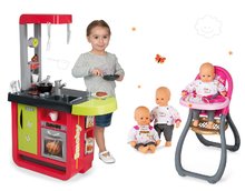 Kuchynky pre deti sety - Set kuchynka Cherry Special Smoby so zvukmi, jedálenská stolička s bábikou 32 cm Baby Nurse_33