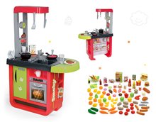 Kuchyňky pro děti sety - Set kuchyňka Cherry Special Smoby se zvuky a sada nákupní vozík s potravinami 100 ks_15