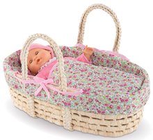Posteljice in zibelke za dojenčke - Pletena košara z odejo in blazino Braided Basket Floral Corolle za 36-42 cm dojenčka_0