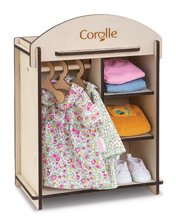 Oblačila za punčke - Garderobna omara Wooden Dressing Room Corolle za 30-36 cm dojenčka in 3 obešalniki lesena_1