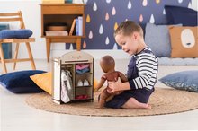 Oblačila za punčke - Garderobna omara Wooden Dressing Room Corolle za 30-36 cm dojenčka in 3 obešalniki lesena_6