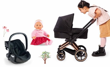 Set kočika trojkombinacija s bebom Albane Cybex Black 3in1 Pram Corolle u autosjedalici