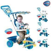Triciclete de la 10 luni - Tricicletă Safari Monkey Touch Steering smarTrike cu parasolar albastră de la vârsta de 10 luni_0