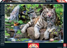 Puzzle 1000-dijelne - EDUCA 14808 PUZZLE 1000 dielov TWhite tigers of Bengal 68x48 cm+ FIX PUZZLE LEPIDLO _1