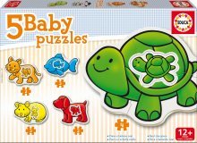 Puzzle za najmanje - EDUCA 14864 BABY PUZZLE 5 Zvieratká s korytnačkou _0