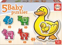 Puzzle pro nejmenší - Baby puzzle Zvířátka s kachničkou Educa 5obrázkové od 12 měsíců_0