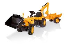 Produse vechi - Tractor cu pedale Power Builder Smoby cu remorcă, încărcător frontal și cupă galben_0