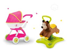 Seturi pentru bebeluși  - Set babytaxiu Ursuleţ 2in1 Smoby săltăreţ şi rotitor şi cărucior adânc Maşa şi ursul de la 12 luni_11