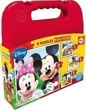 Puzzle Mickey Mouse w skrzynce Educa 25-20-16-12 części, progresywnie od 24 miesięcy