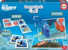 Progresívne detské puzzle - Puzzle Hľadá sa Dory SuperPack 4 v 1 Educa 2x puzzle, domino a pexeso, progresívne_0