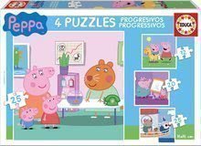 Puzzle Peppa Pig Educa 12-16-20-25 częściowo, progresywnie