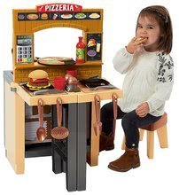 Egyszerű játékkonyhák - Játékkonyha pizzával Pizzeria Écoiffier körbejárható állátható székkel és 33 kiegészítővel 18 hónapos kortól_0