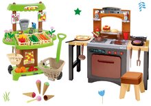 Játékkonyha szettek - Szett játékkonyha pizzával Pizzeria Écoiffier körbejárható és zöldséges Bio stand kosárral Organic Market_12