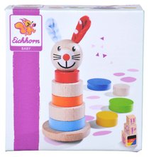 Jucării pentru dezvoltarea abilitătii copiiilor - Turn pliabil din lemn Baby Stapel Tower Rabbit Eichhorn 11 piese 20 cm înălțime od 12 luni_0