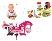 Babacenter - Szett babacenter játékbabának Baby Nurse Smoby háromrészes, játékbaba és gofrisütő mixerrel, kávéfőzővel és gofrikkal_12