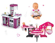 Domčeky pre bábiky sety - Set domček pre bábiku Baby Nurse Smoby trojkrídlový, bábika a kuchynka Tefal Studio XL s umývačkou riadu_16