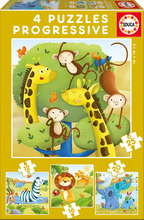 Puzzle Wilde Tiere Educa 12-16-20-25 Teile, progressiv