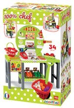 Supermarteturi pentru copii - Stand asamblabil de legume 4 in1 100% Chef Écoiffier cu coş şi 34 accesorii începând  verde de la 18 luni_2