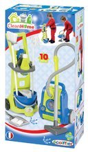 Hry na domácnost - Úklidový vozík Clean Home Écoiffier s vysavačem 10 doplňků modro-zelený_1