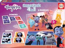 Puzzle progressivo per bambini - Superpack giochi Vampirina 4in1 Educa 2x25 puzzle memory e domino_0