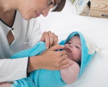 Serviettes de bain pour nourrissons - Toupet avec capuche pour les plus petits toTs-smarTrike Lapin 100% coton naturel bleu de 0 mois_3