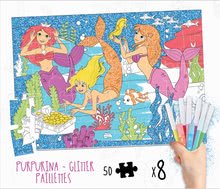 Otroške puzzle do 100 delov - Puzzle pobarvanke Samorog Colouring Activities v kovčku Educa 100 delov - barvanje z bleščečimi flomastri od 6 leta_1