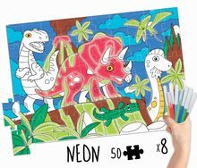 Dječje puzzle do 100 dijelova - Puzzle bojanke Dino Colouring Activities Educa 50-djelne u kovčegu s neon flomasterima od 4 godine_1