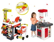 Kuchyňky pro děti sety - Set kuchyňka Tefal Studio Smoby se zvuky a supermarket s váhou a pokladnou_20