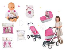 Vozički za punčke in dojenčke kompleti - Komplet voziček retro Maxi Cosi&Quinny Smoby 3v1 z nosilom za dojenčka, dojenček, pižamica, previjalna podloga, kengurujšek in pleničke_14