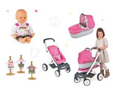 Vozički za punčke in dojenčke kompleti - Komplet voziček retro Maxi Cosi&Quinny Smoby 3v1 z nosilom za dojenčka, dojenček Baby Nurse in 3 oblekice_8