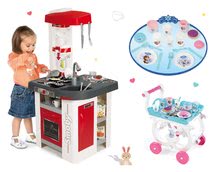 Kuhinje za otroke kompleti - Komplet kuhinja Tefal Studio Smoby z zvoki in servirni voziček Frozen s čajnim servisom_19