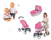 Vozički za punčke in dojenčke kompleti - Komplet voziček retro Maxi Cosi&Quinny Smoby 3v1 z nosilom za dojenčka, dojenček Baby Nurse 32 cm_6