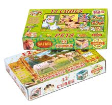 Briques dessins animés - Puzzle cubes Animaux Safari Dohány 12 pièces, dès 3 ans_3