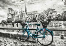 Puzzles 500 pièces - Puzzle Vélo près de Notre-Dame en noir et blanc Educa 500 pièces et une colle Fix, à partir de 11 ans_0