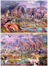Kinderpuzzle ab 100-300 Stücken - Panorama-Puzzle mit wilden Tieren Educa 2x100 Teile ab 6 Jahren_0