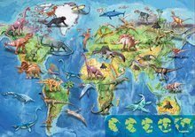 Puzzle dla dzieci od 100-300 elementów - Puzzle mapa świata Dinosaurs World Map Educa 150 części od 7 lat_0